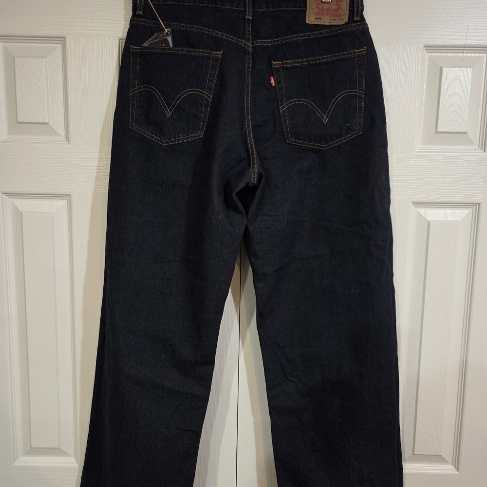 Vintage Y2K Levi's Men's Baggy Giant Fit 599 Blue Jeans NWT